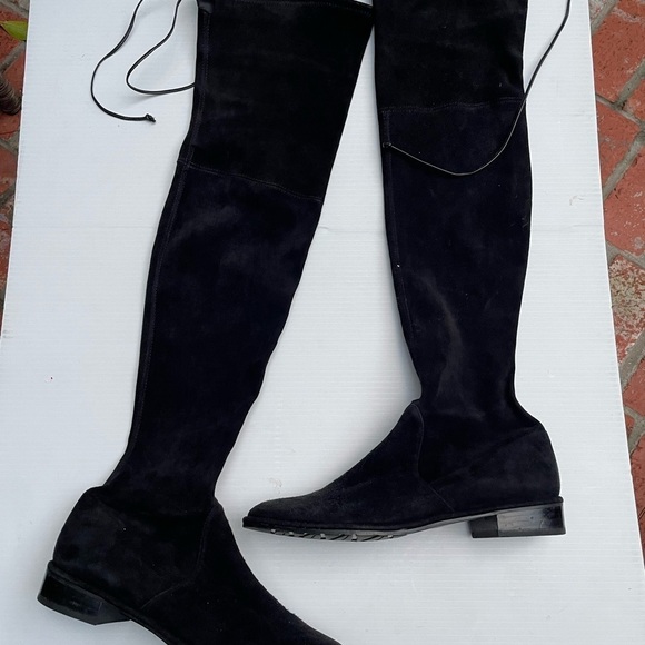 Stuart Weitzman OTK Lowland Boots Shoes Suede Over the Knee Black - Picture 6 of 16